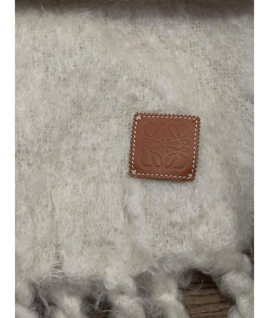 LOEWE Белый шерстяной шарф, фото 3