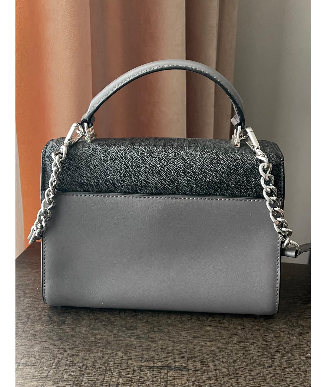 MICHAEL KORS Серая кожаная сумка с короткими ручками, фото 3