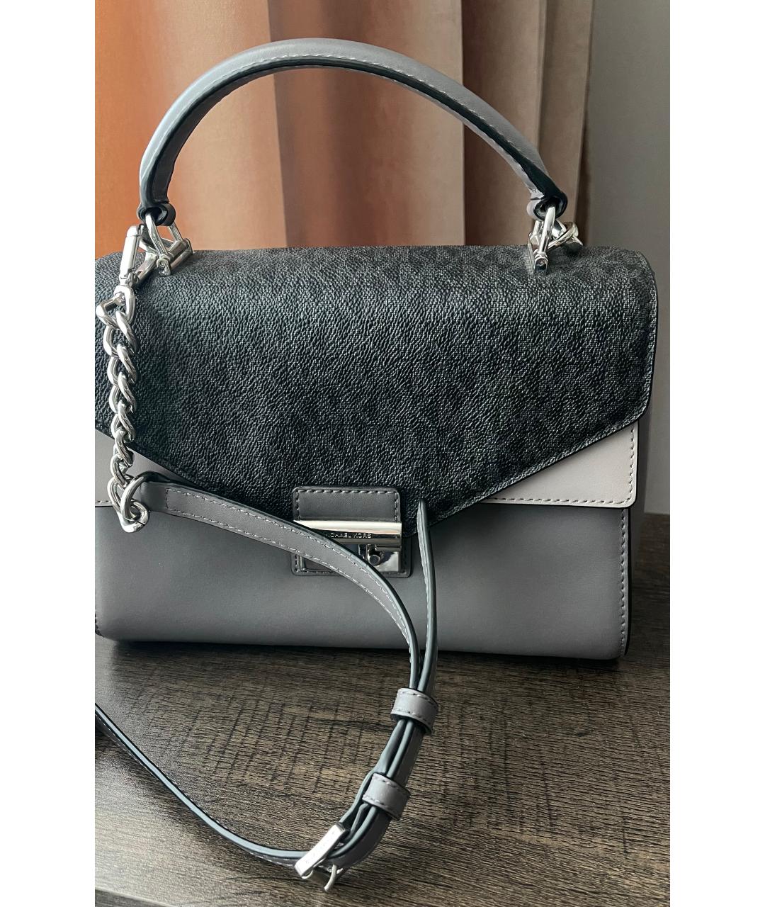 MICHAEL KORS Серая кожаная сумка с короткими ручками, фото 2