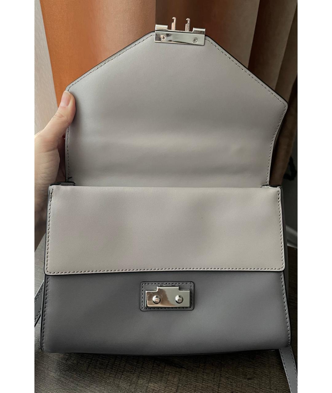 MICHAEL KORS Серая кожаная сумка с короткими ручками, фото 5