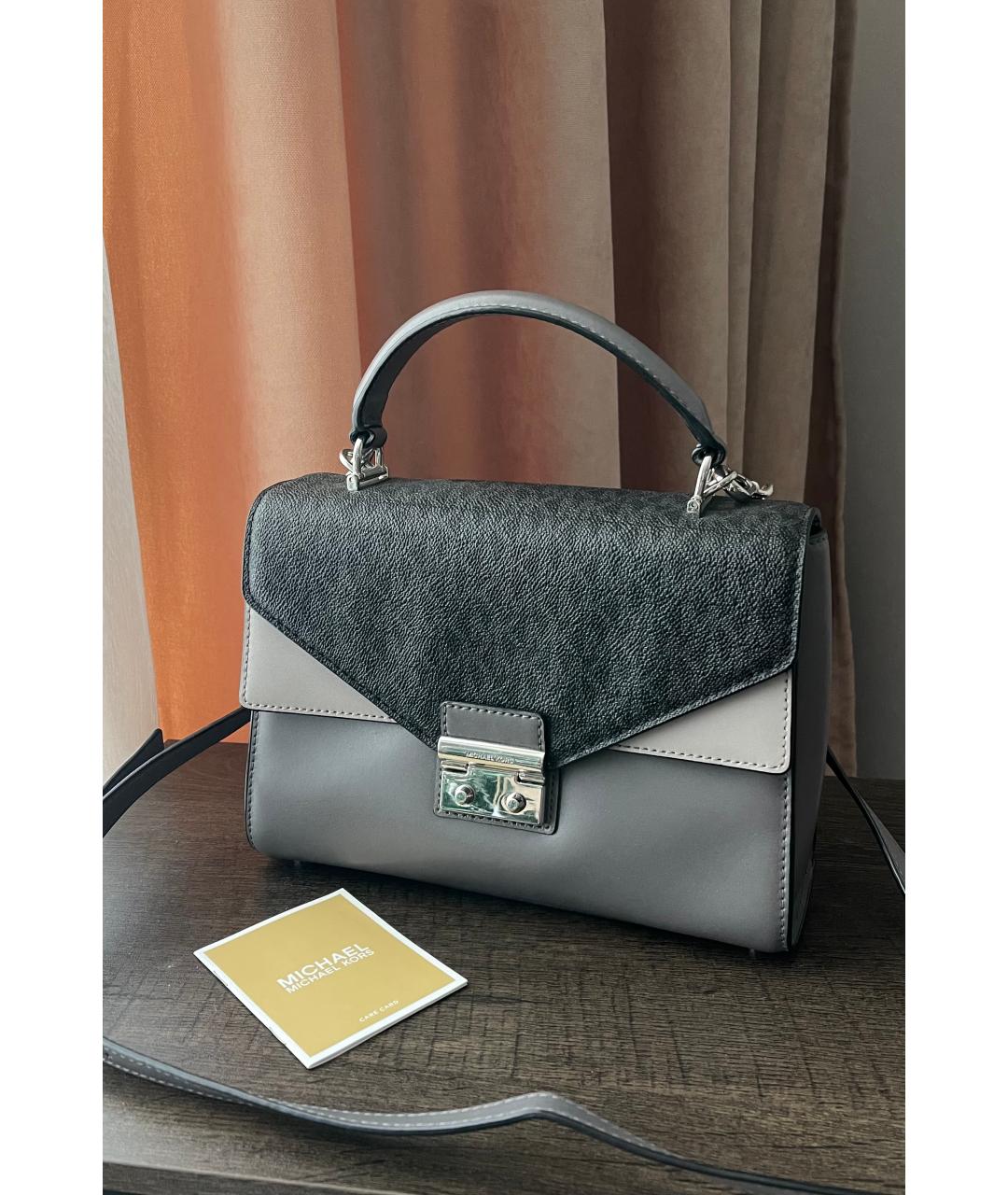 MICHAEL KORS Серая кожаная сумка с короткими ручками, фото 10