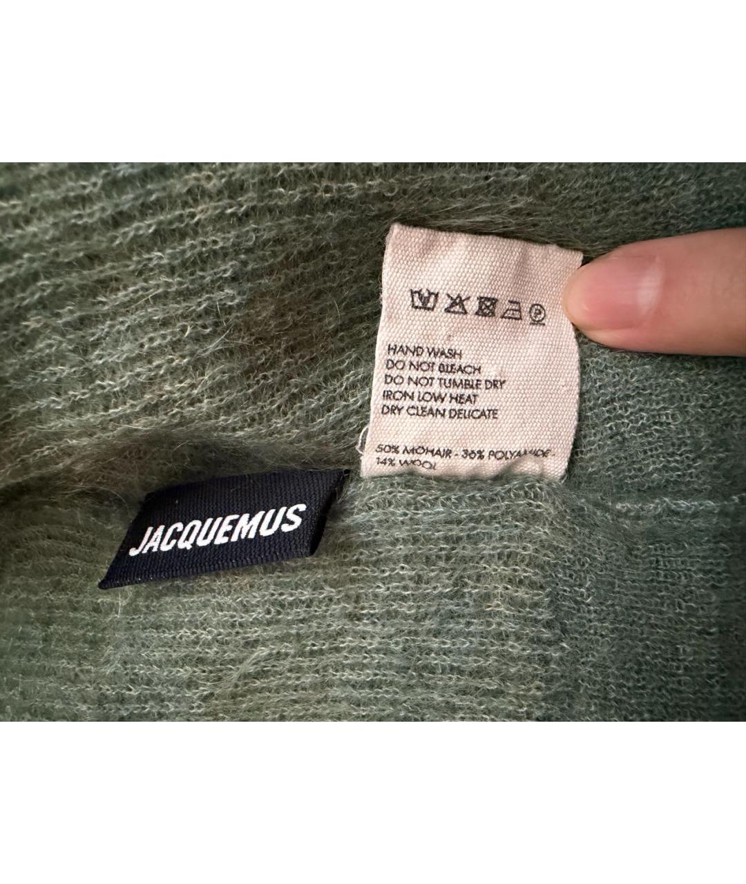 JACQUEMUS Зеленый шерстяной кардиган, фото 4