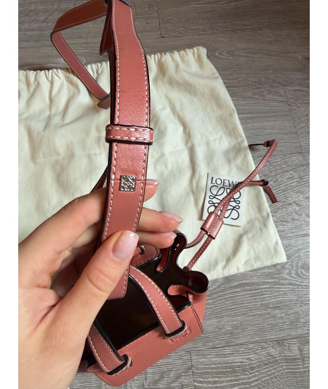 LOEWE Коралловая кожаная сумка через плечо, фото 7