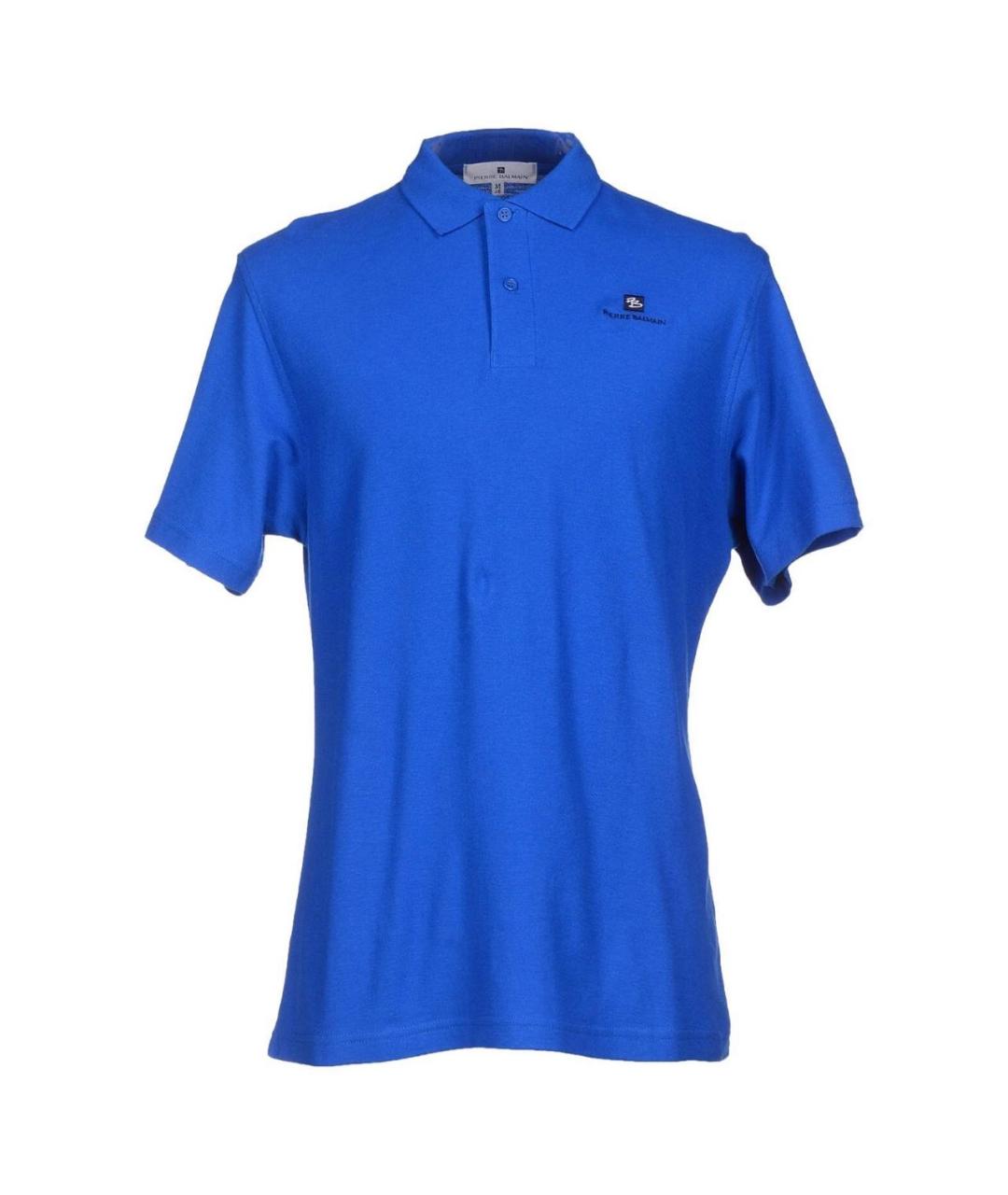 PIERRE BALMAIN Синее хлопковое поло с коротким рукавом, фото 9