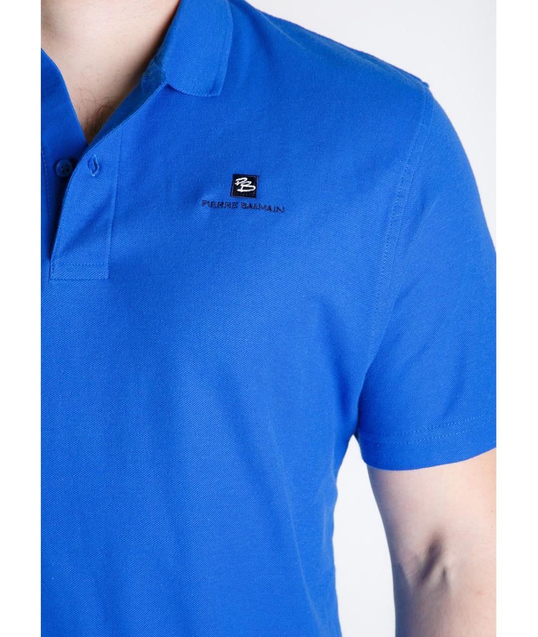 PIERRE BALMAIN Синее хлопковое поло с коротким рукавом, фото 5