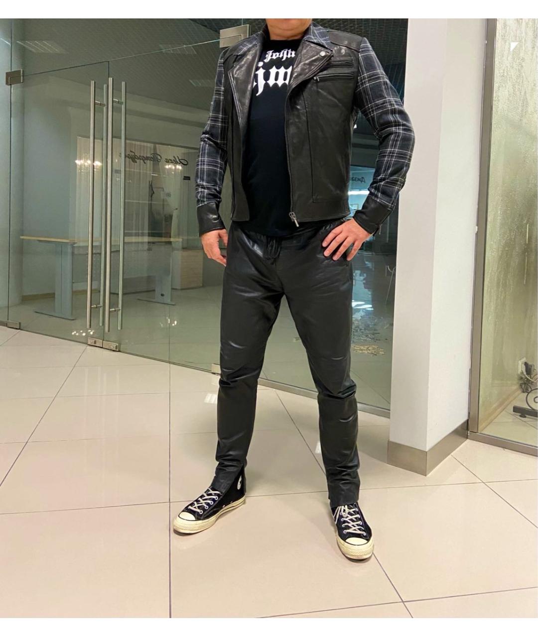 VERSACE Черная кожаная куртка, фото 5