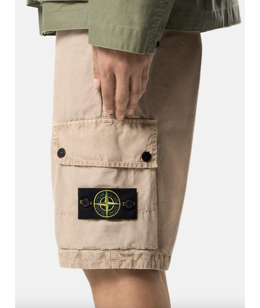 STONE ISLAND Бежевые хлопковые шорты, фото 4