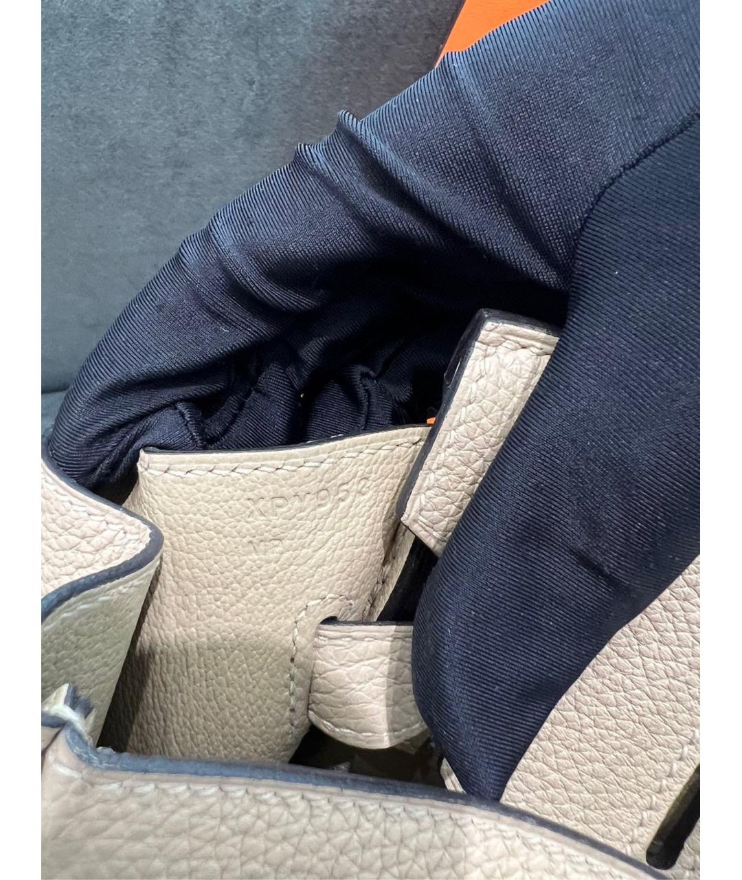 HERMES Бежевая кожаная сумка с короткими ручками, фото 5