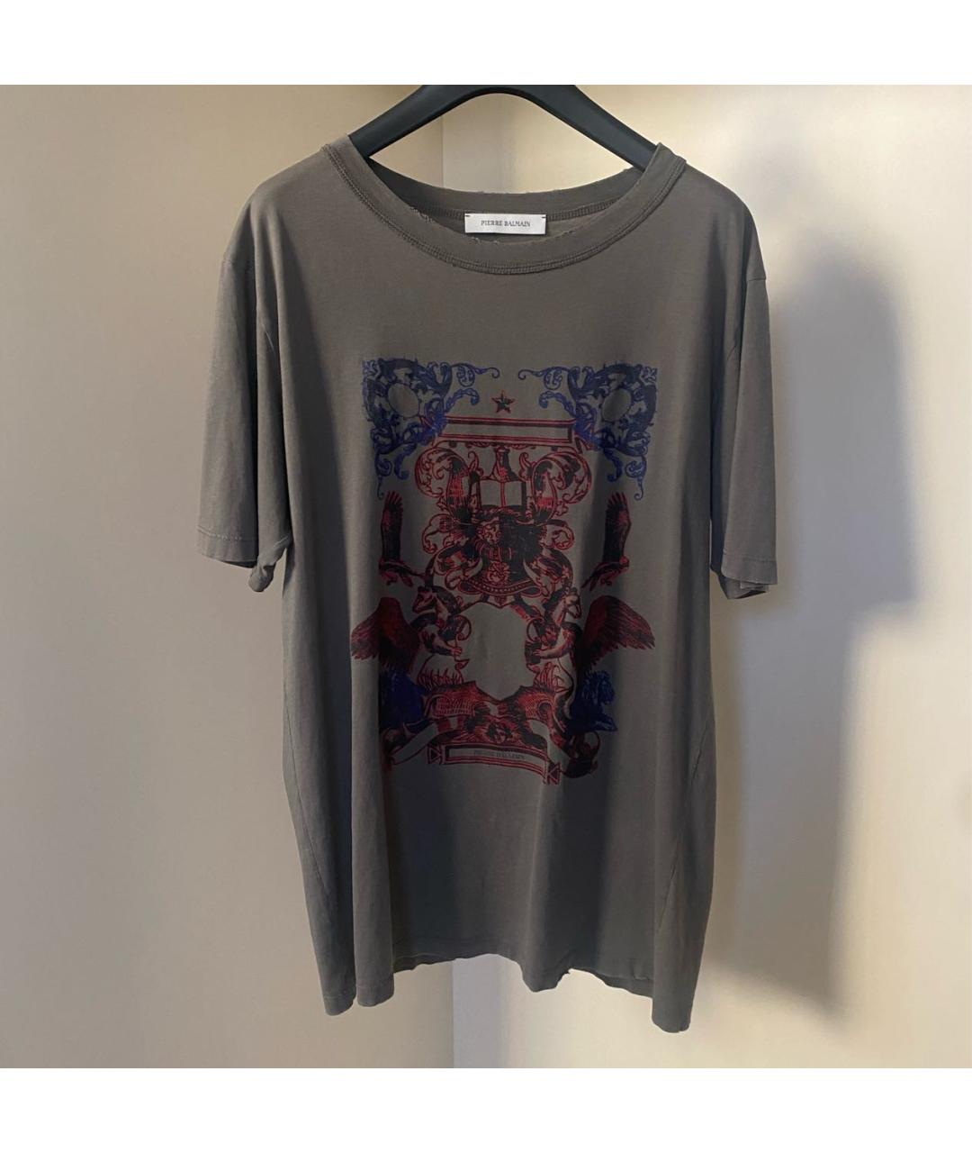 PIERRE BALMAIN Хаки хлопковая футболка, фото 2