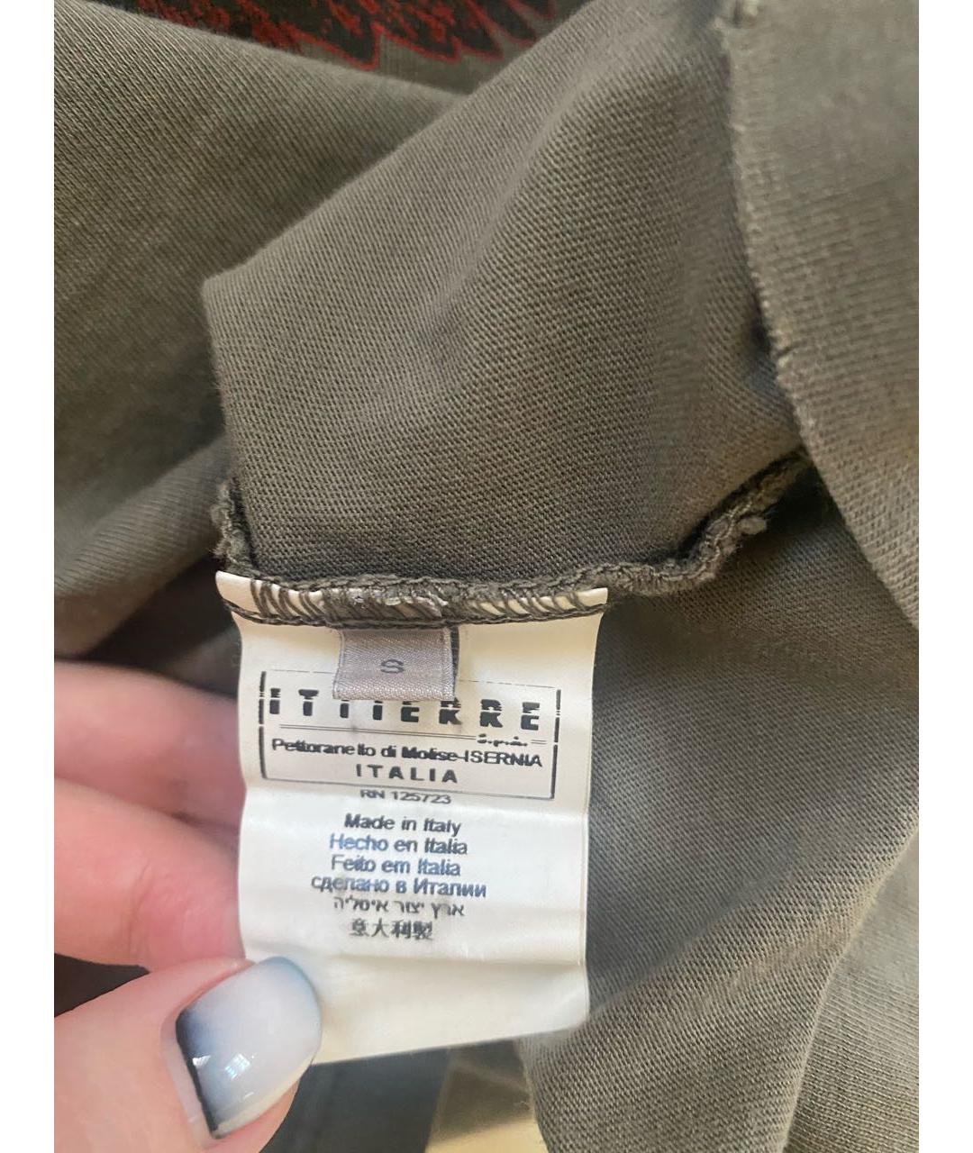 PIERRE BALMAIN Хаки хлопковая футболка, фото 5