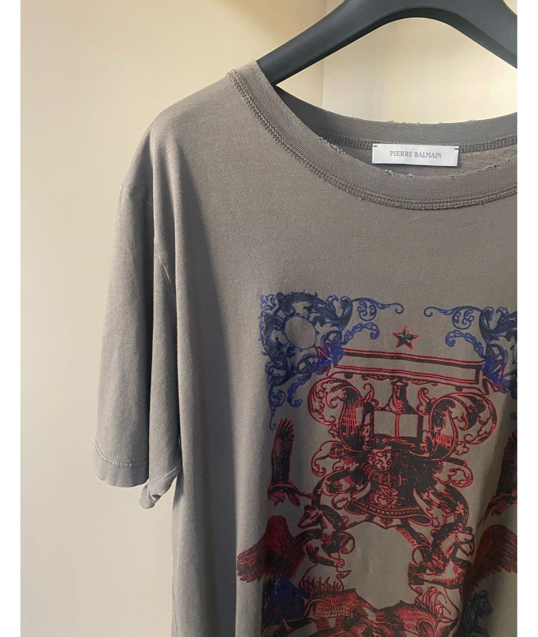 PIERRE BALMAIN Хаки хлопковая футболка, фото 3