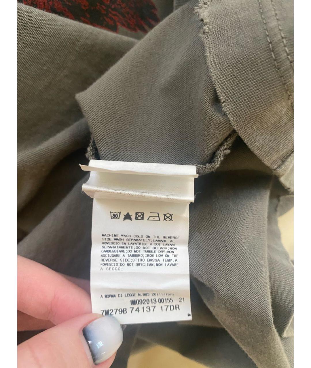 PIERRE BALMAIN Хаки хлопковая футболка, фото 6