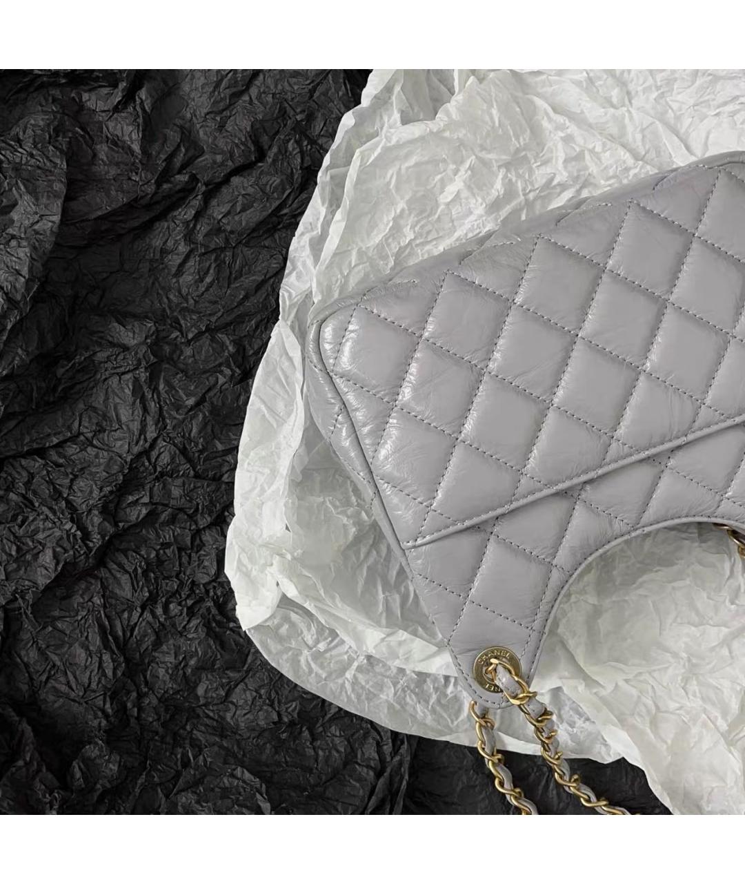 CHANEL Серая кожаная сумка через плечо, фото 7