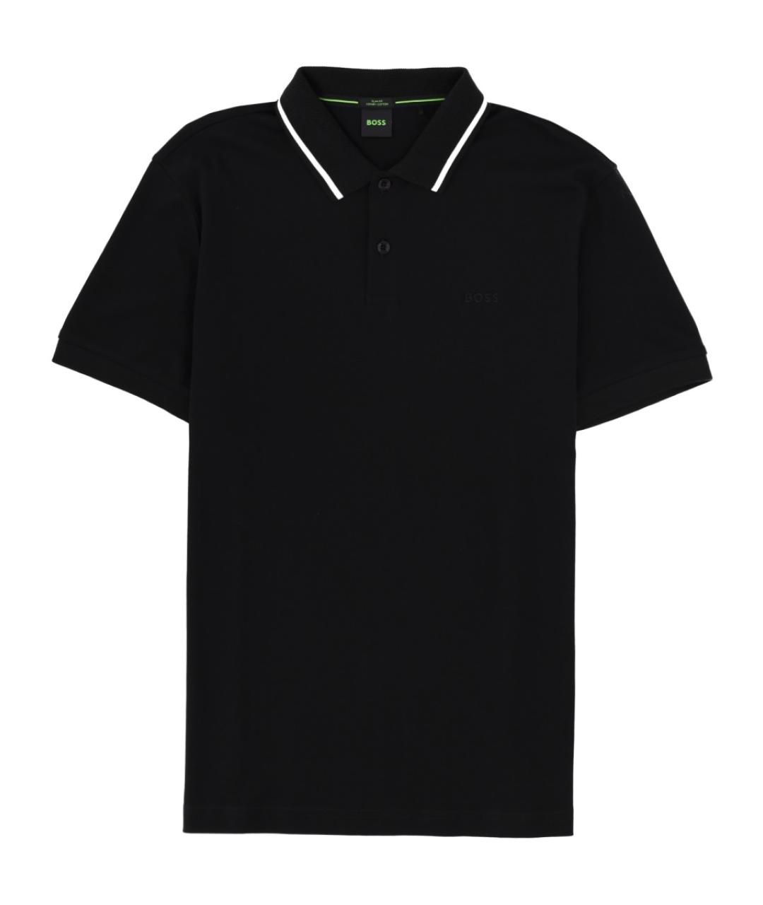 HUGO BOSS Черное хлопковое поло с коротким рукавом, фото 1