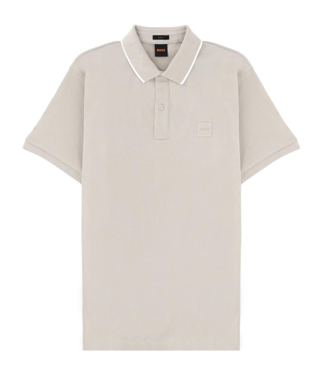 HUGO BOSS Бежевое хлопковое поло с коротким рукавом, фото 1