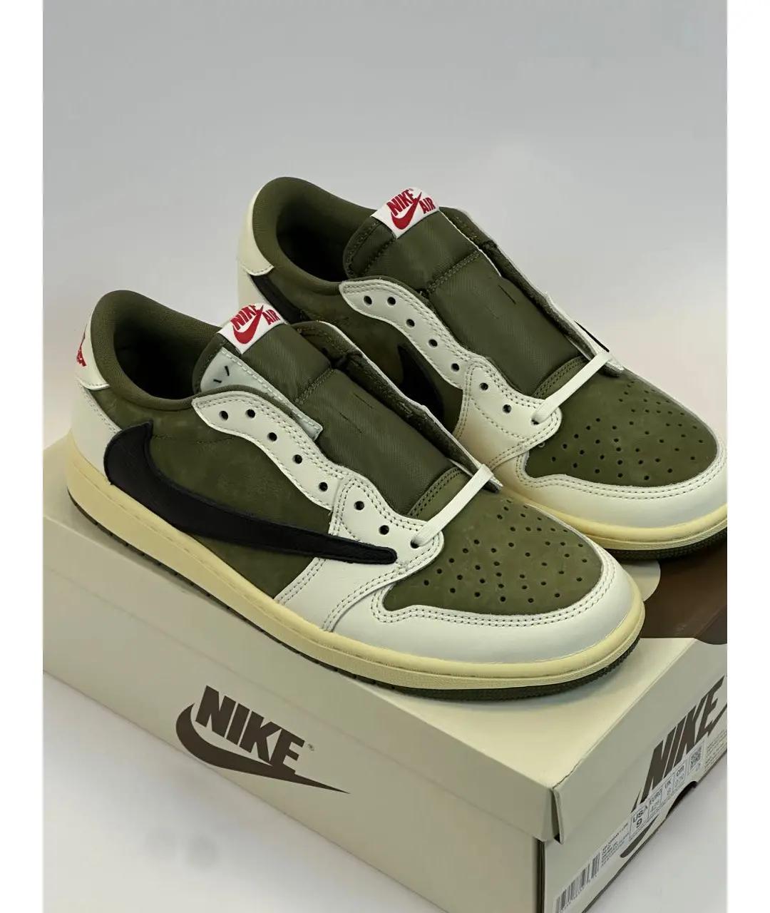 JORDAN Зеленые кожаные кроссовки, фото 2