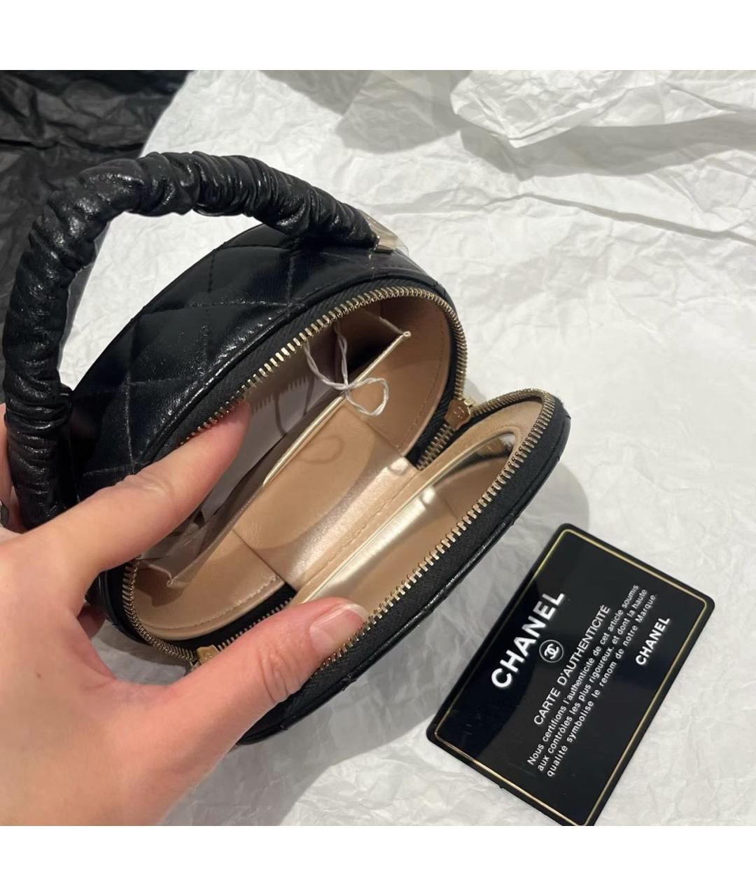 CHANEL Черная кожаная сумка с короткими ручками, фото 7