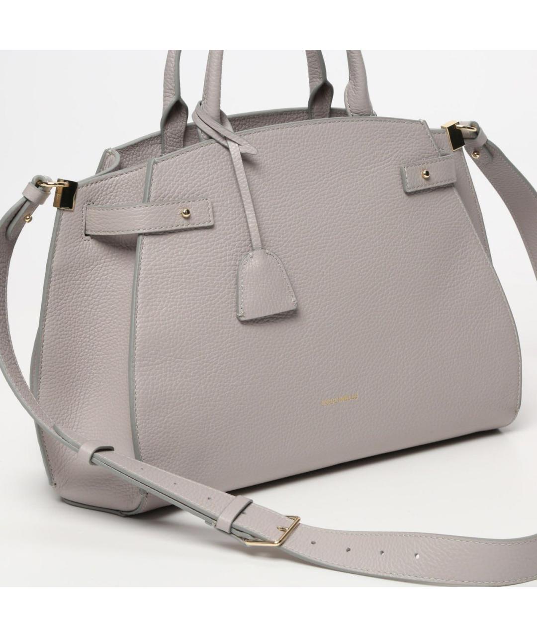 COCCINELLE Серая кожаная сумка с короткими ручками, фото 3
