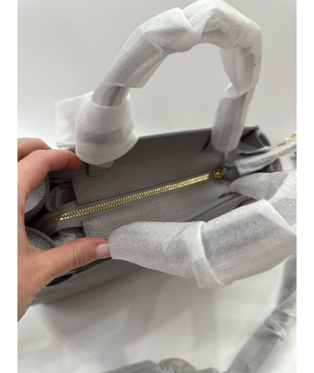 COCCINELLE Серая кожаная сумка с короткими ручками, фото 6