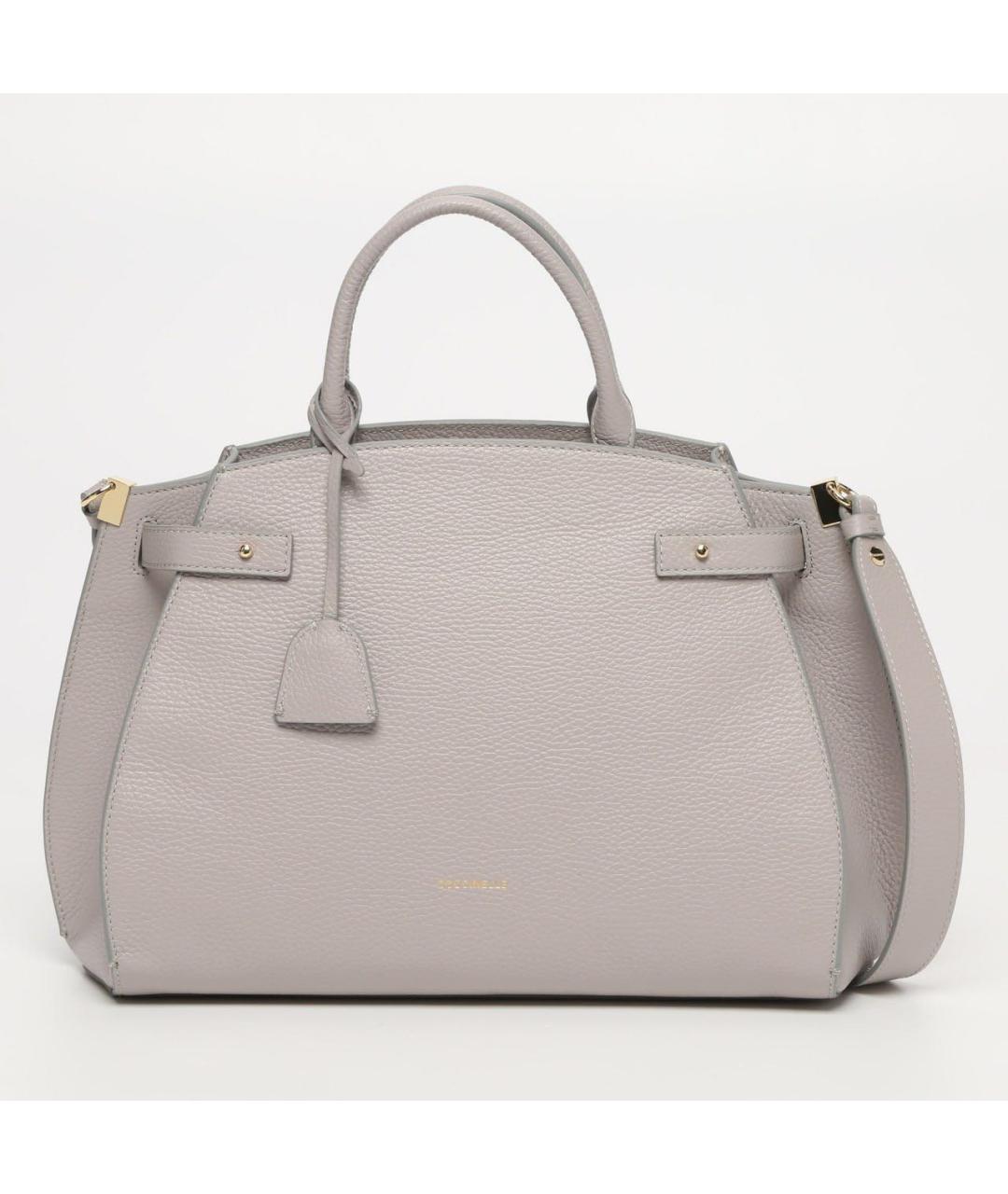 COCCINELLE Серая кожаная сумка с короткими ручками, фото 8