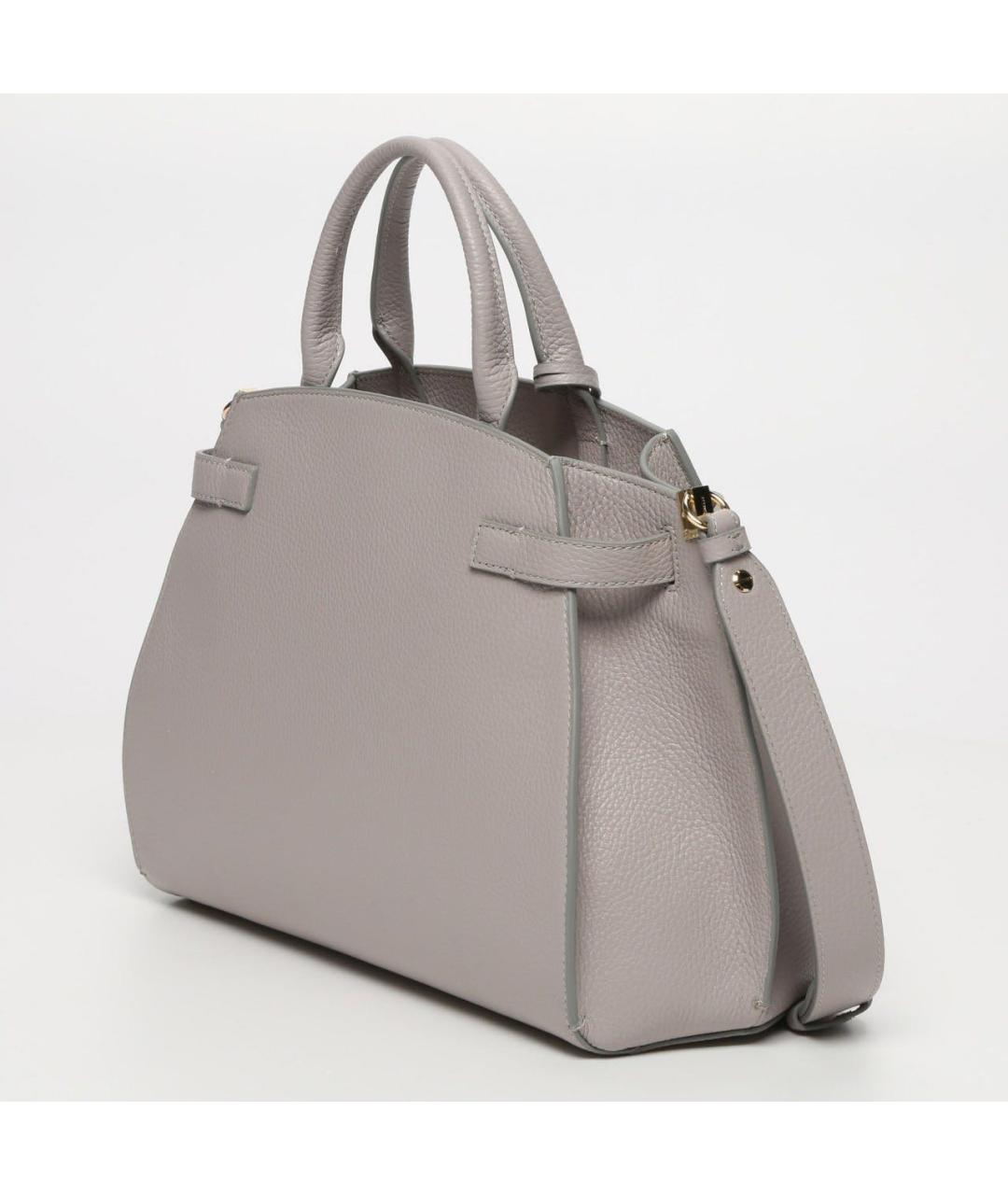 COCCINELLE Серая кожаная сумка с короткими ручками, фото 2