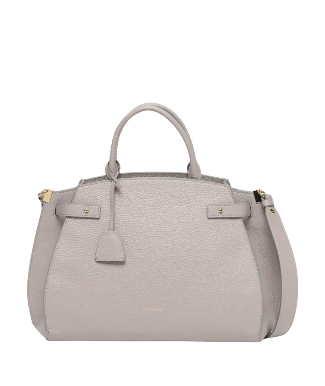 COCCINELLE Серая кожаная сумка с короткими ручками, фото 1