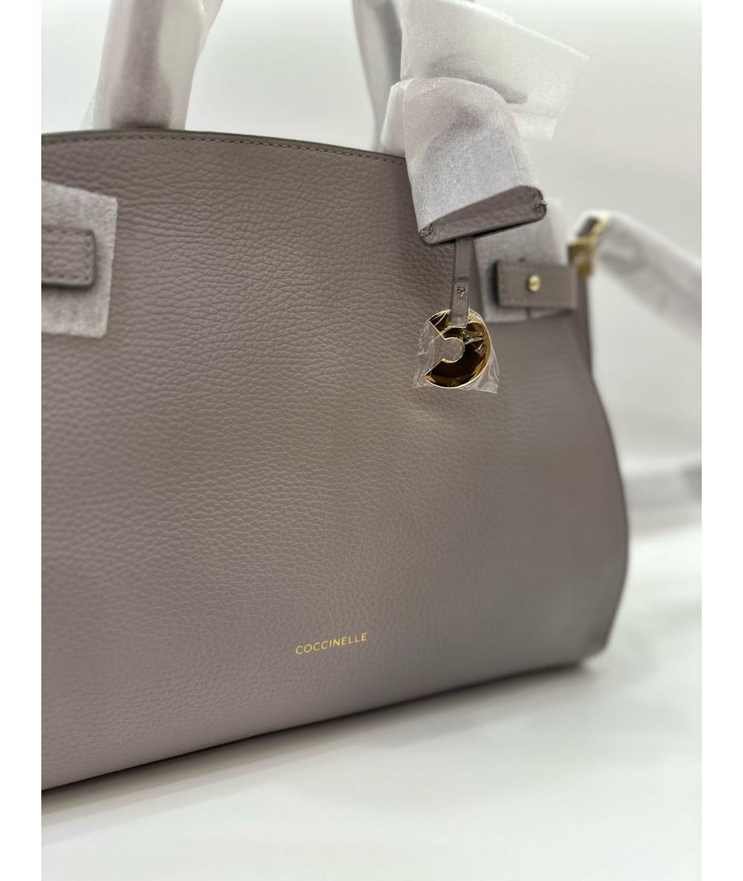 COCCINELLE Серая кожаная сумка с короткими ручками, фото 7