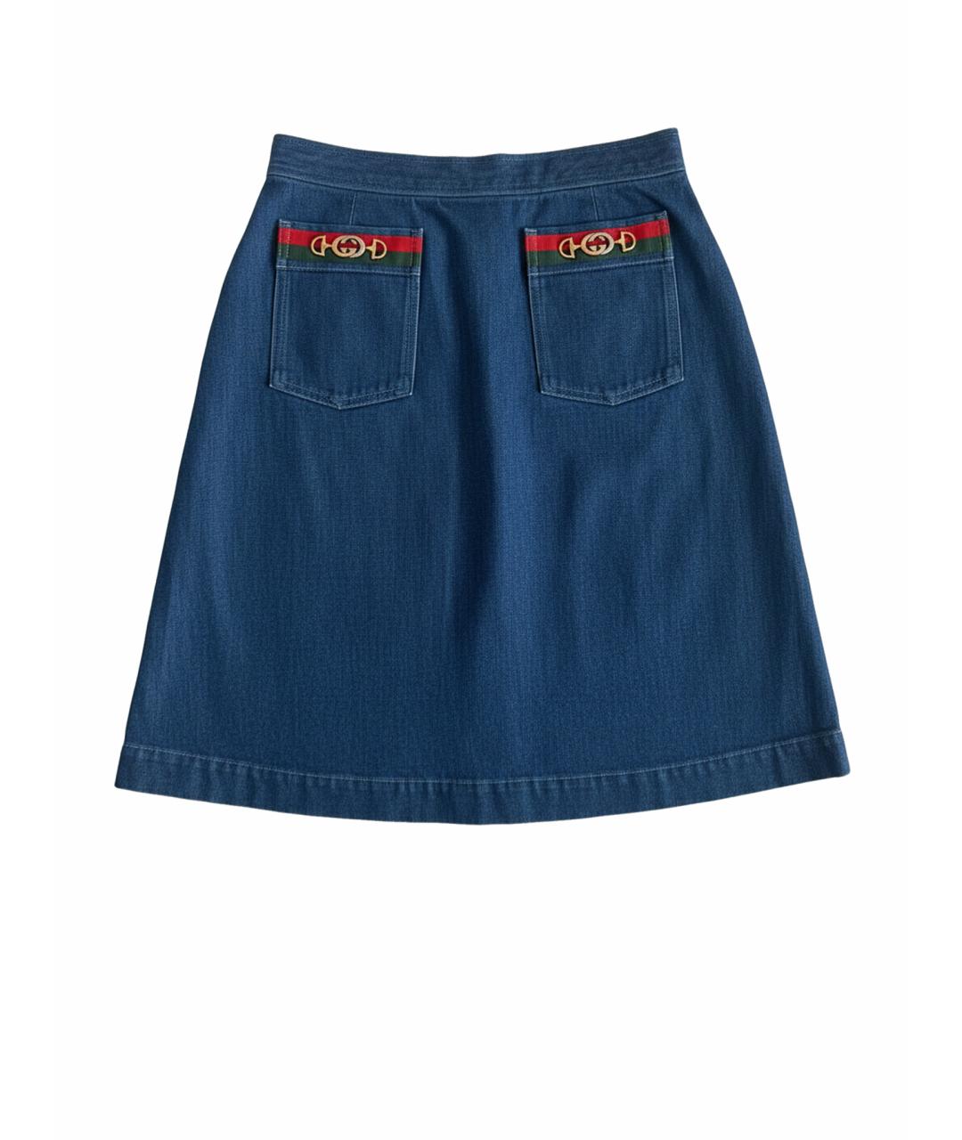GUCCI Синяя деним юбка миди, фото 1