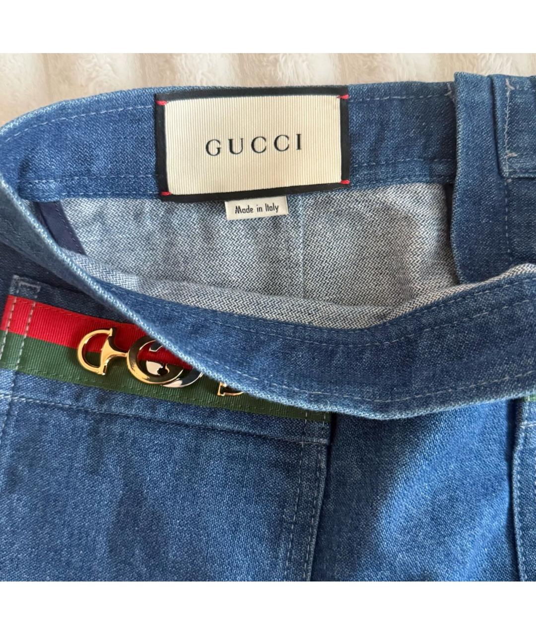 GUCCI Синяя деним юбка миди, фото 3