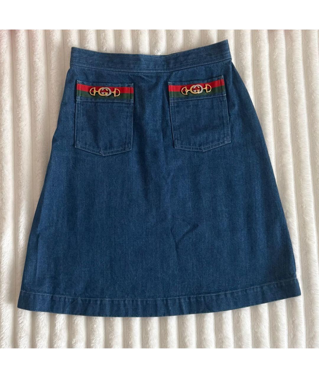GUCCI Синяя деним юбка миди, фото 7