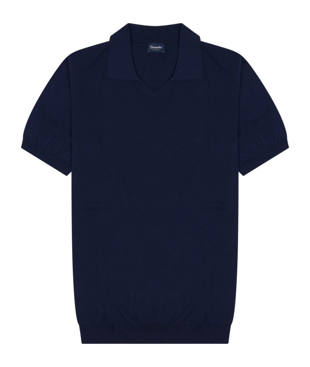 Drumohr Синее хлопковое поло с коротким рукавом, фото 1