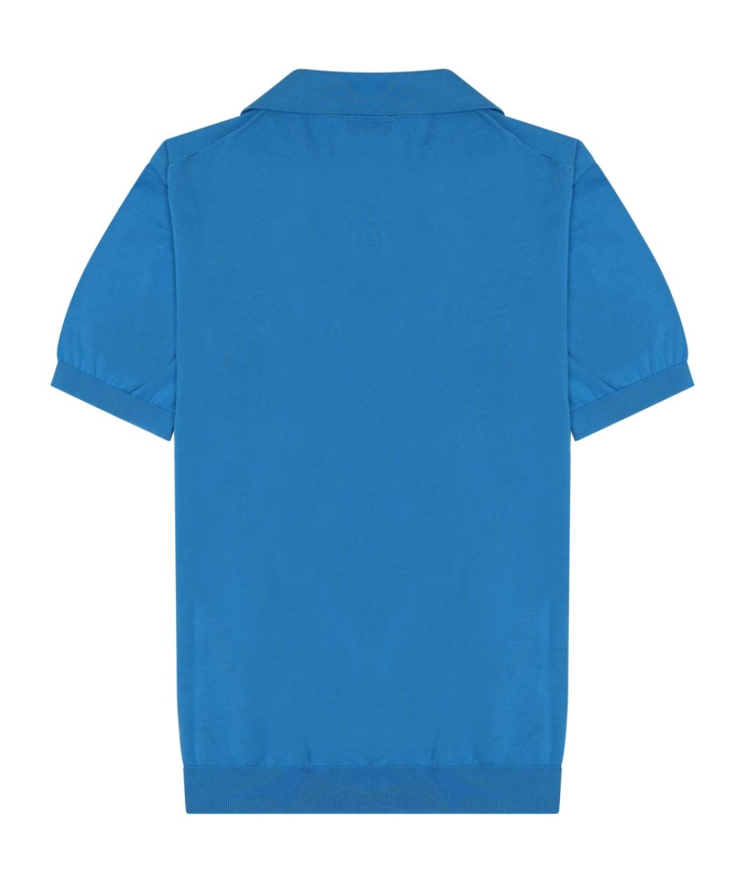 Drumohr Голубое хлопковое поло с коротким рукавом, фото 2