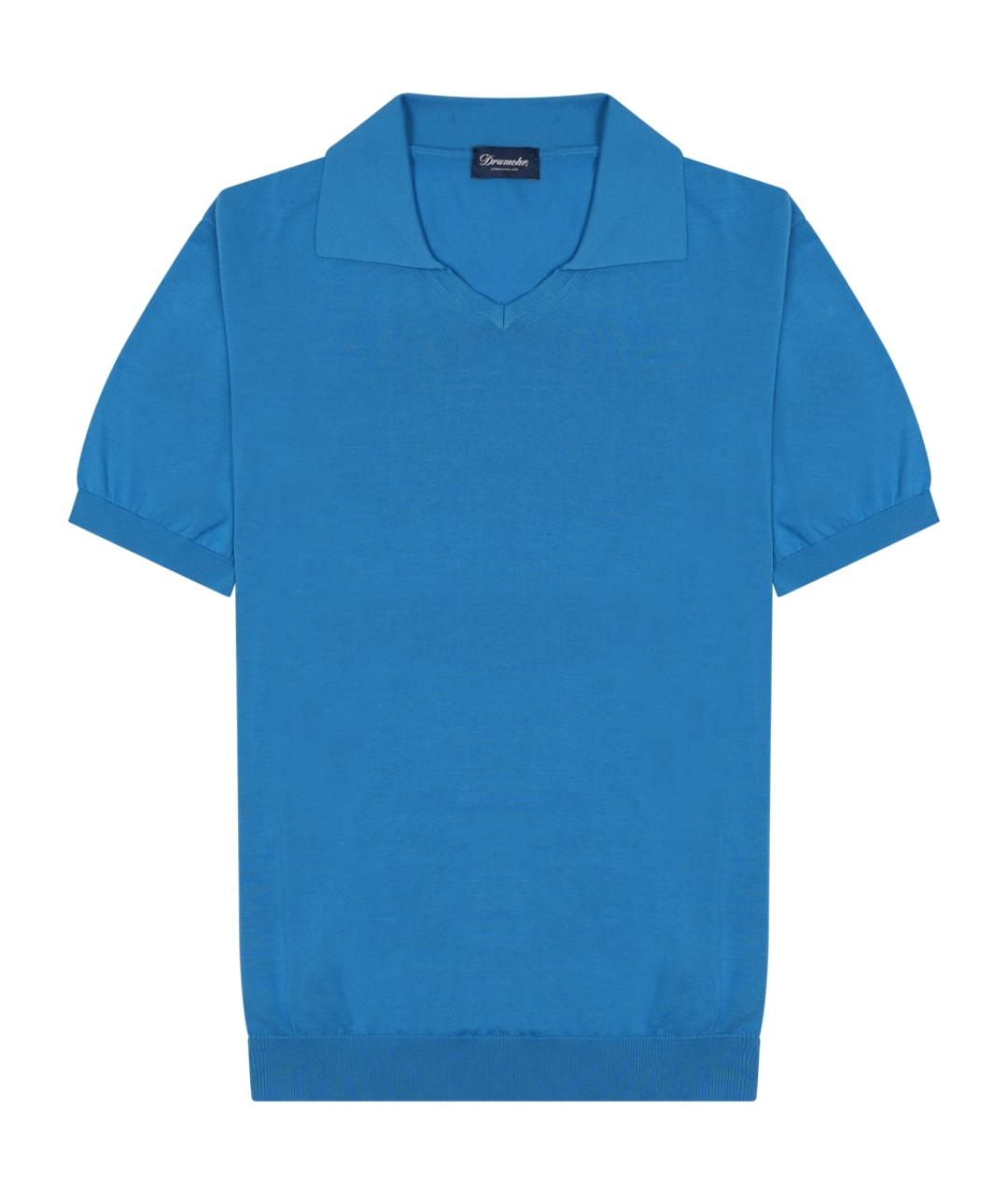 Drumohr Голубое хлопковое поло с коротким рукавом, фото 1