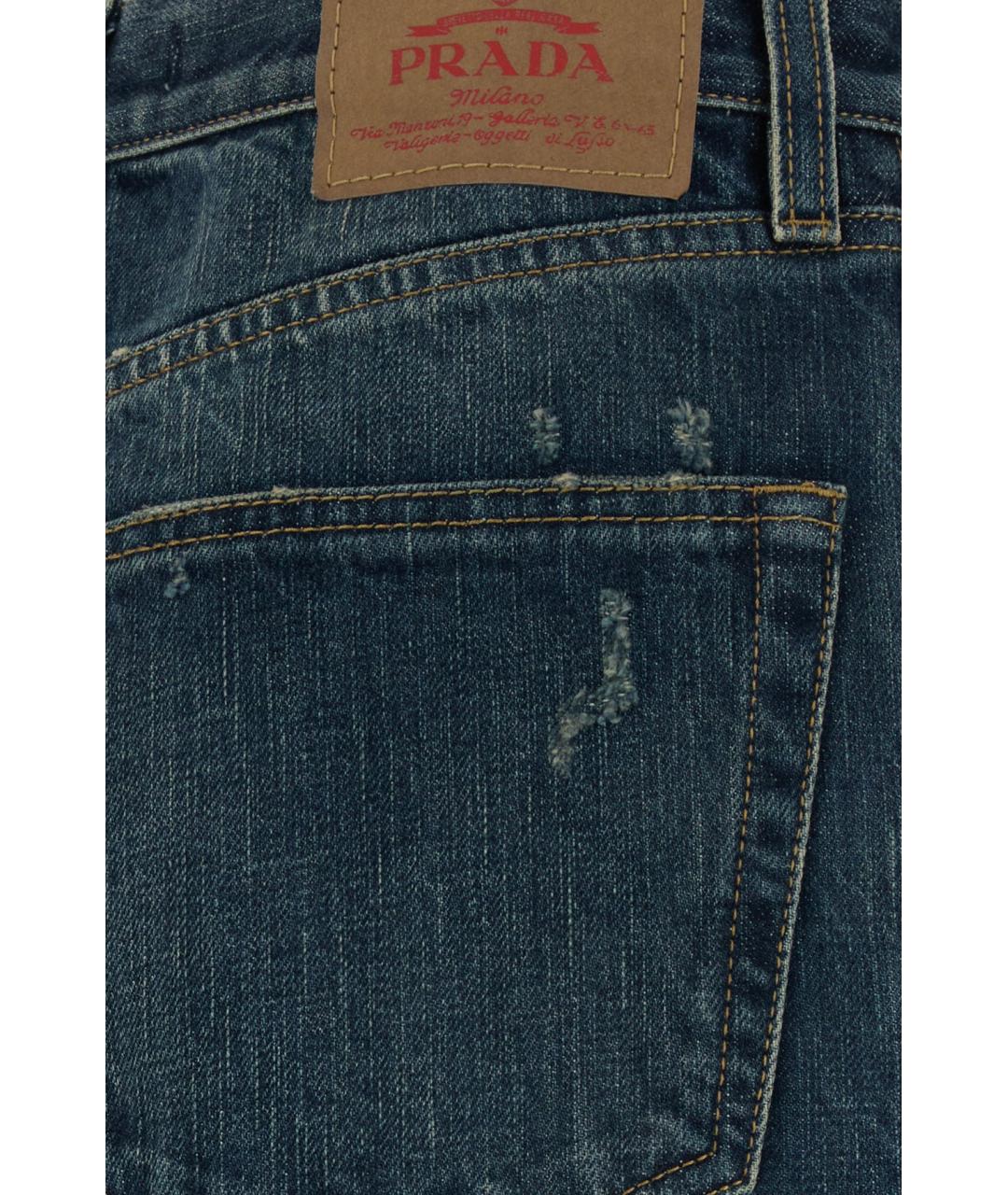 PRADA Синие хлопковые прямые джинсы, фото 5