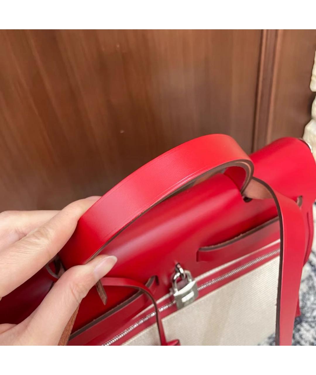 HERMES Красная кожаная сумка с короткими ручками, фото 6