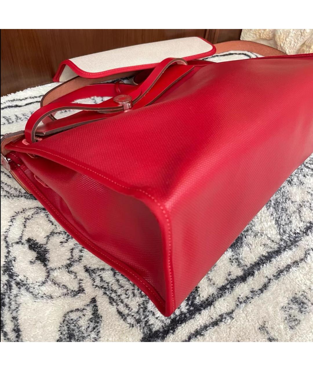 HERMES Красная кожаная сумка с короткими ручками, фото 4