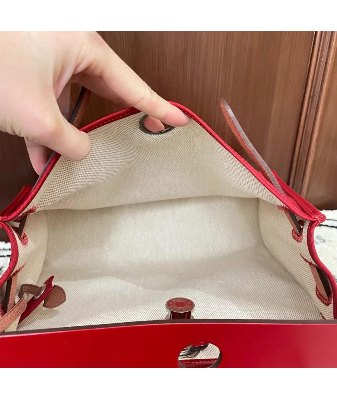 HERMES Красная кожаная сумка с короткими ручками, фото 7