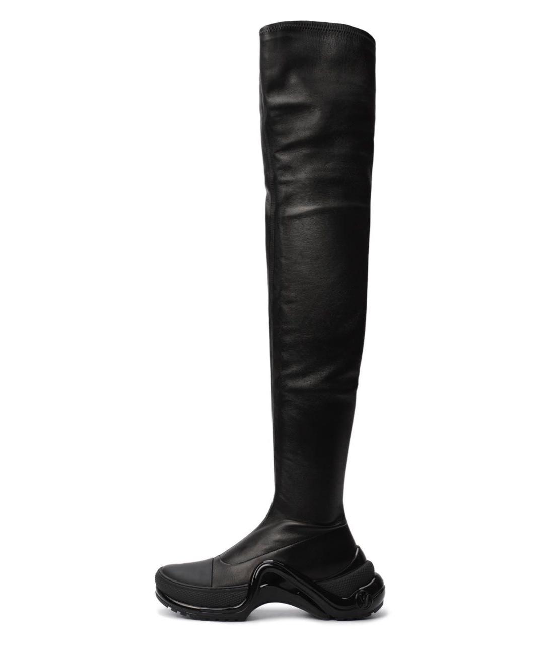 LOUIS VUITTON Черные кожаные ботфорты, фото 5