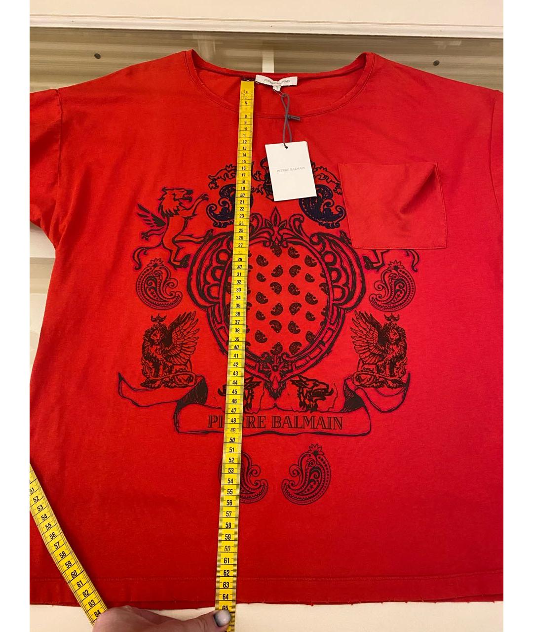 PIERRE BALMAIN Красная хлопковая футболка, фото 7