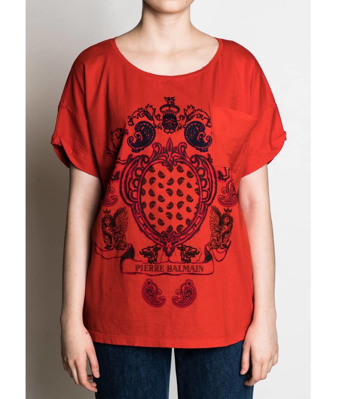 PIERRE BALMAIN Красная хлопковая футболка, фото 2
