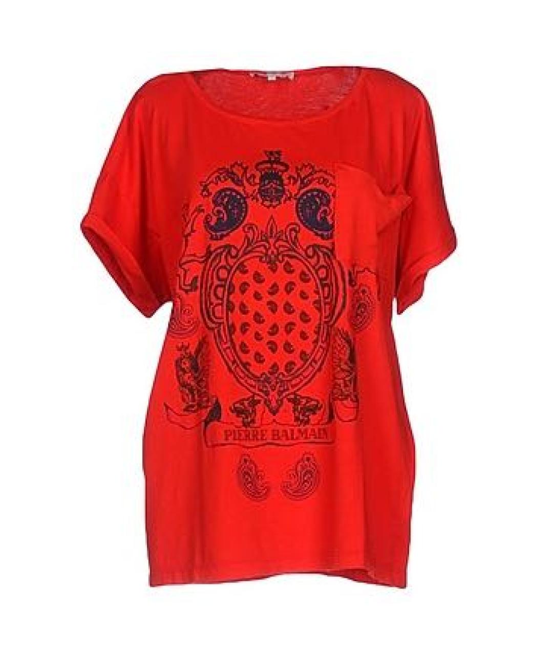 PIERRE BALMAIN Красная хлопковая футболка, фото 9