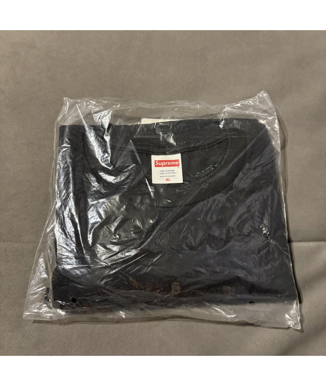 SUPREME Черная хлопковая футболка, фото 7