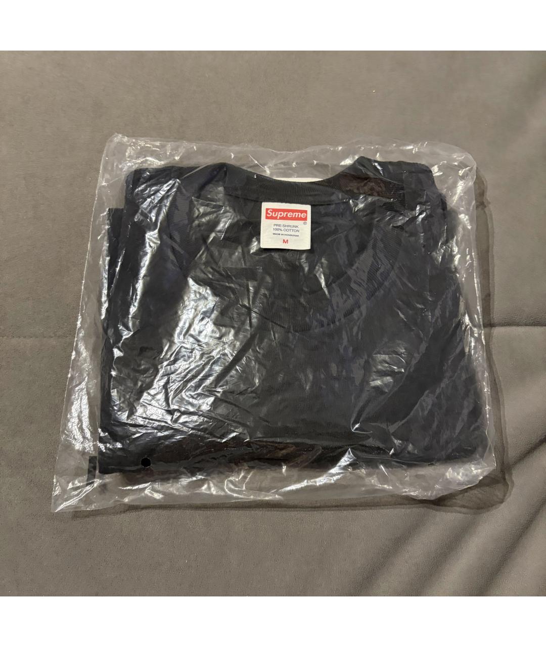 SUPREME Черная хлопковая футболка, фото 4