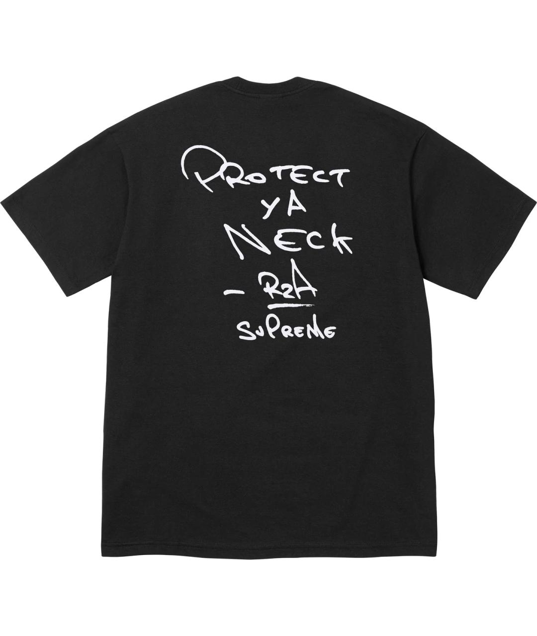 SUPREME Черная хлопковая футболка, фото 2