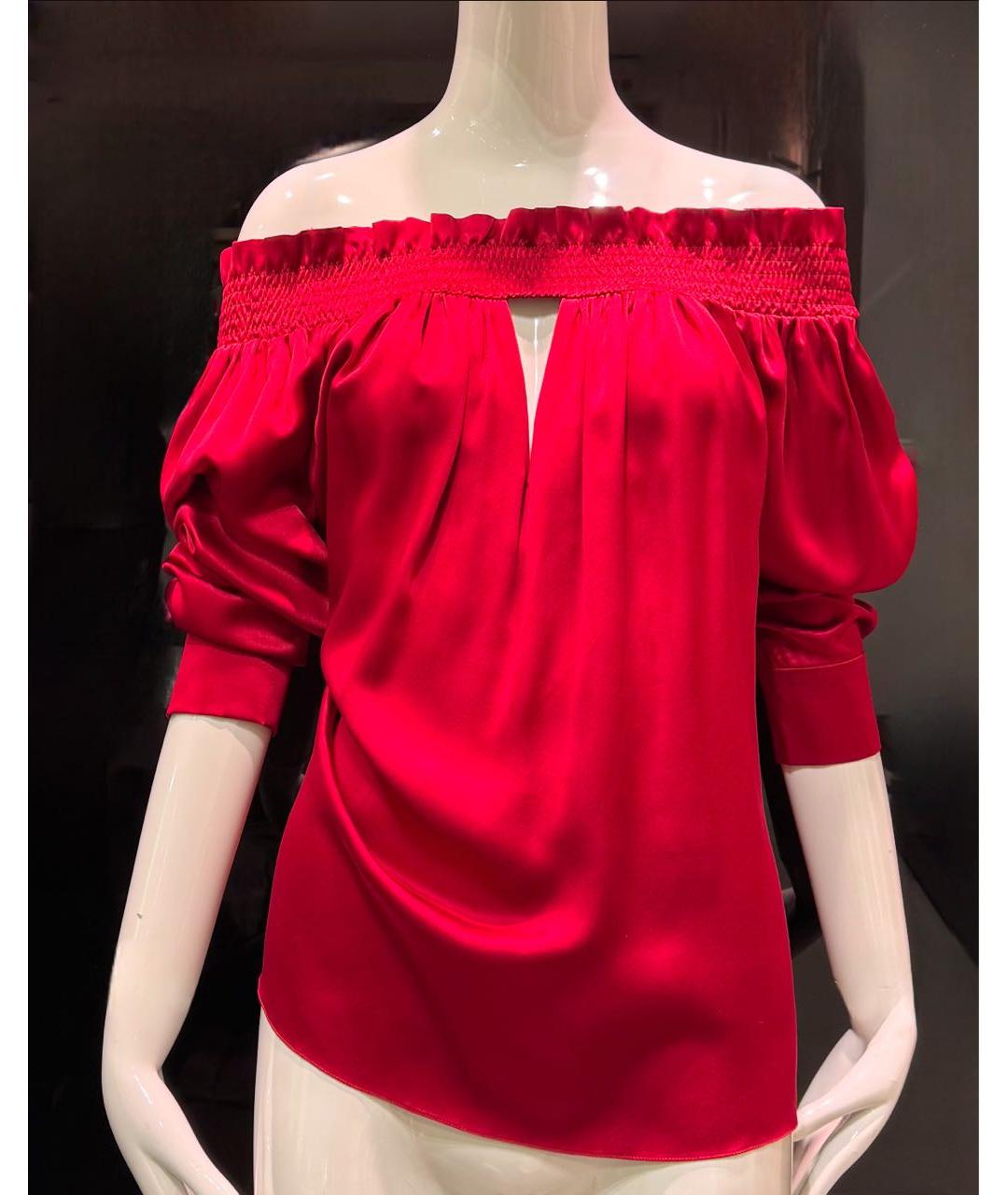 ALEXANDRE VAUTHIER Бордовая шелковая блузы, фото 8