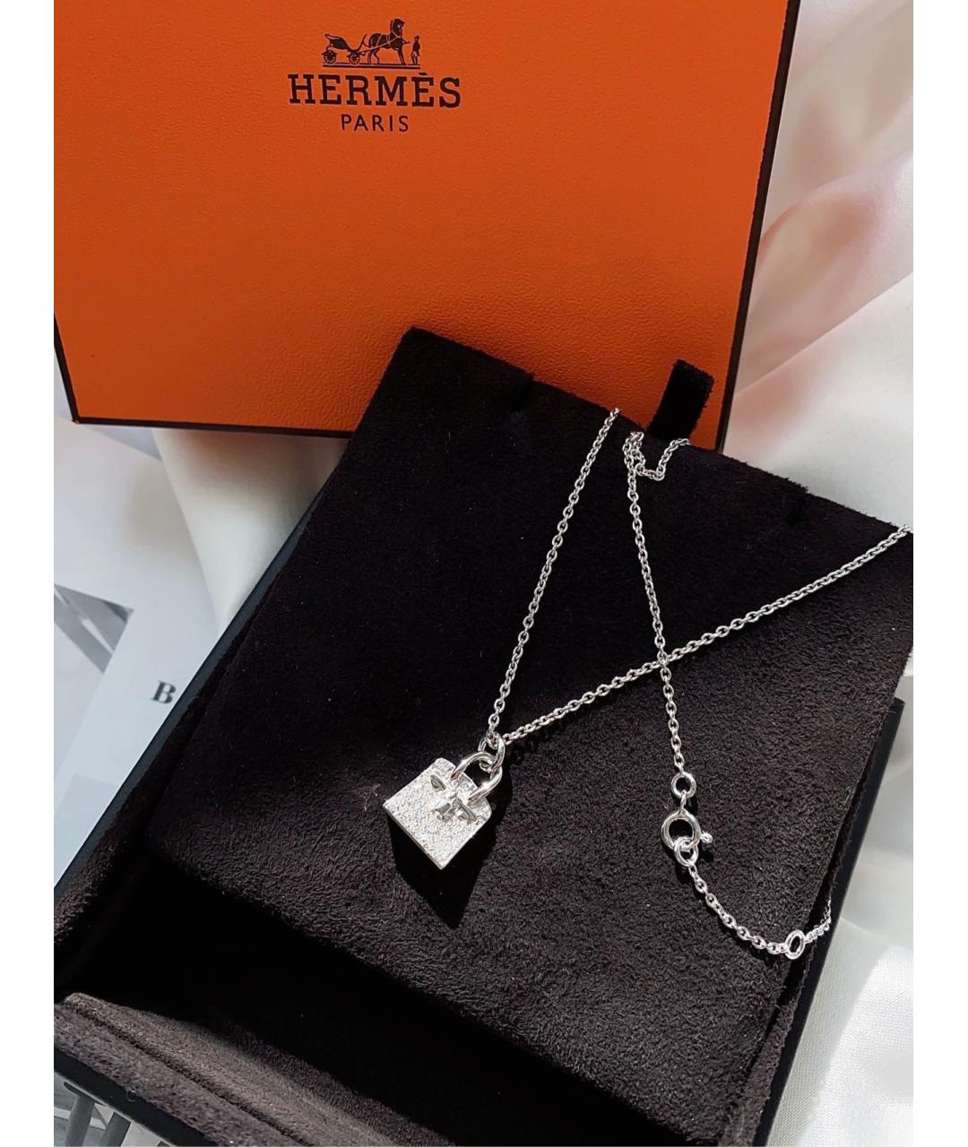 HERMES Серебряное колье из белого золота, фото 3