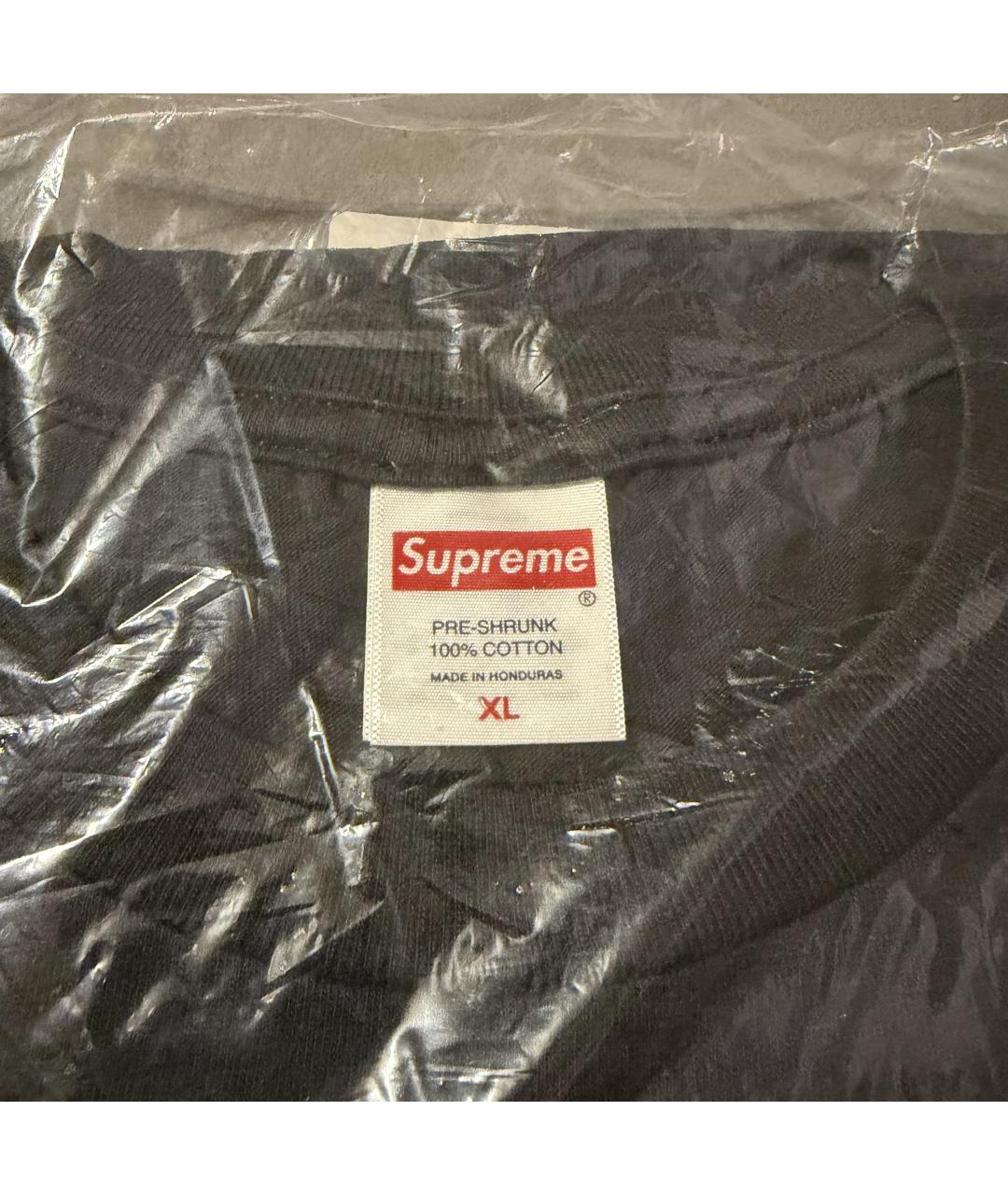 SUPREME Черная хлопковая футболка, фото 9