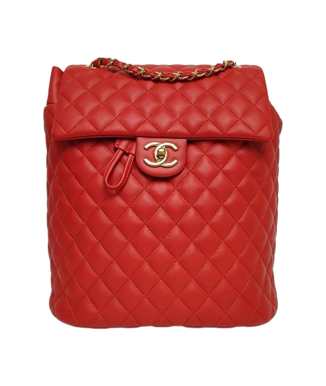 CHANEL Красный кожаный рюкзак, фото 9