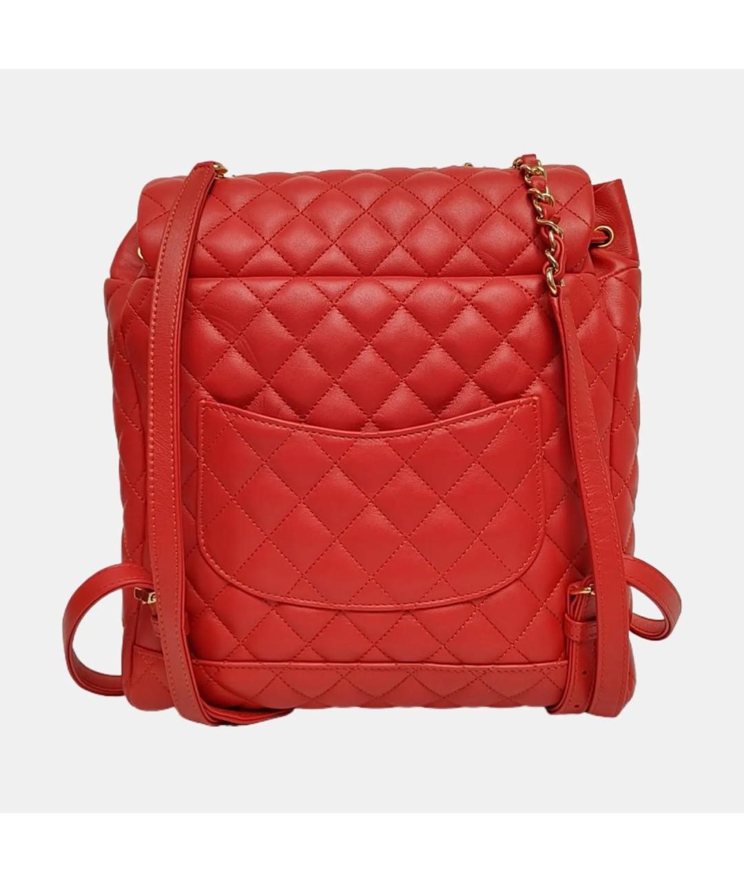 CHANEL Красный кожаный рюкзак, фото 4