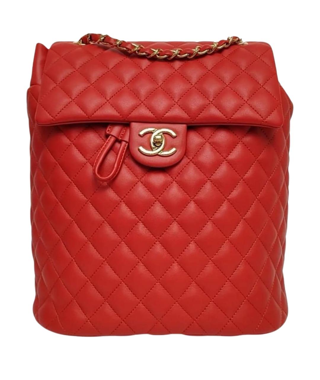 CHANEL Красный кожаный рюкзак, фото 1
